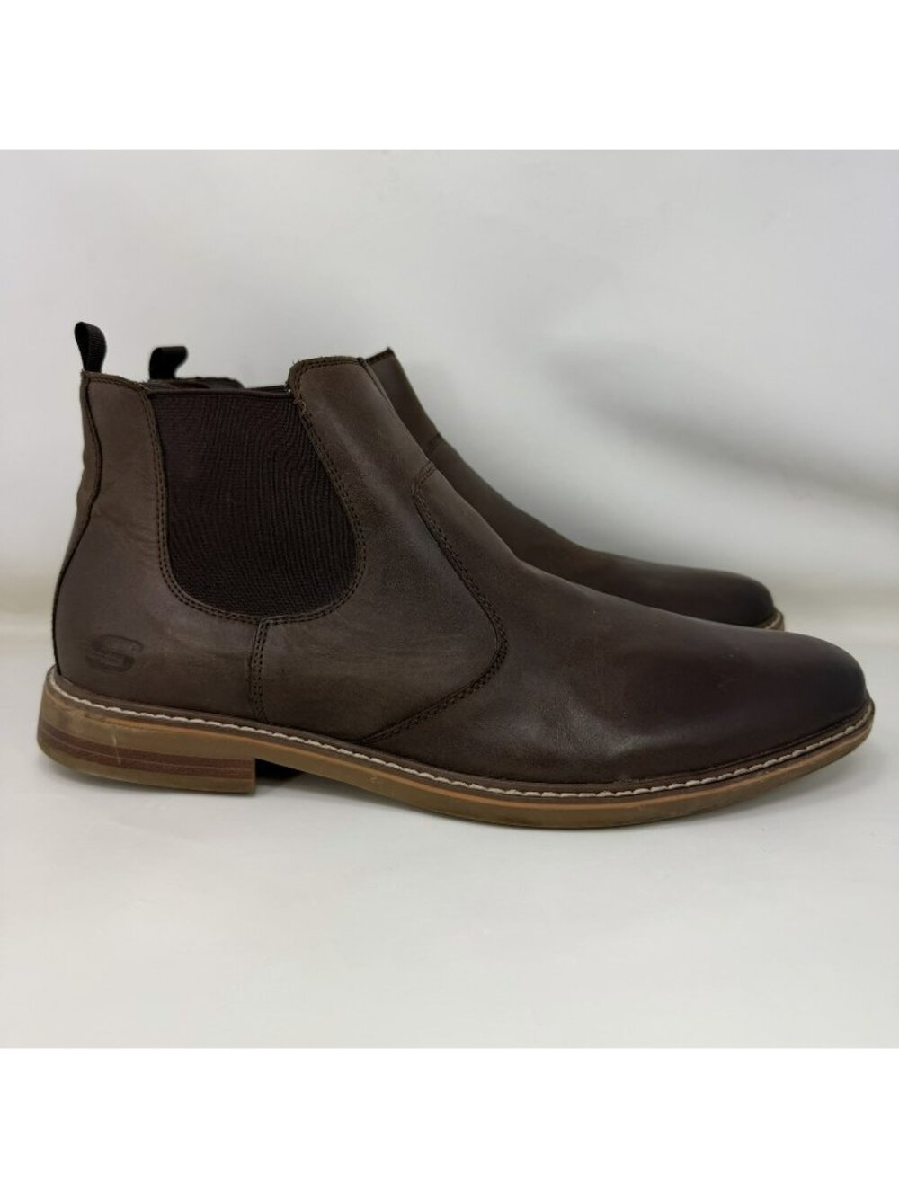 Skechers Bregman Morago Leather Chelsea Ankle Boots Brown Men’s Size 13